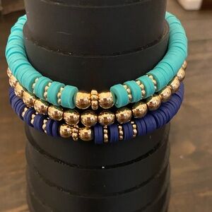 Teal and Blue Beaded Bracelet Set - NIB